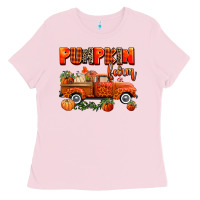 Bubblegum Pink pumpkin farm truck Ladies Tee - AdoDesignShop