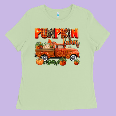 Pumpkin Farm Truck Ladies Tee Designed By Adodesignshop