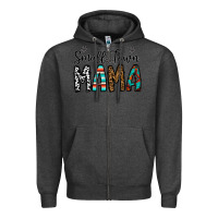 Charcoal Heather small town mama Zipper Hoodie - CowhideDigitalArt