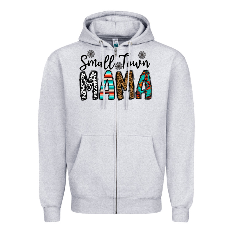 Small Town Mama Zipper Hoodie by CowhideDigitalArt | Teevron
