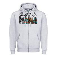 Heather Grey small town mama Zipper Hoodie - CowhideDigitalArt