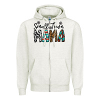 Oatmeal Heather small town mama Zipper Hoodie - CowhideDigitalArt