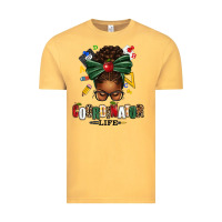 Vintage Mustard educational coordinator life afro messy bun Vintage Tee - texasbilliewilder