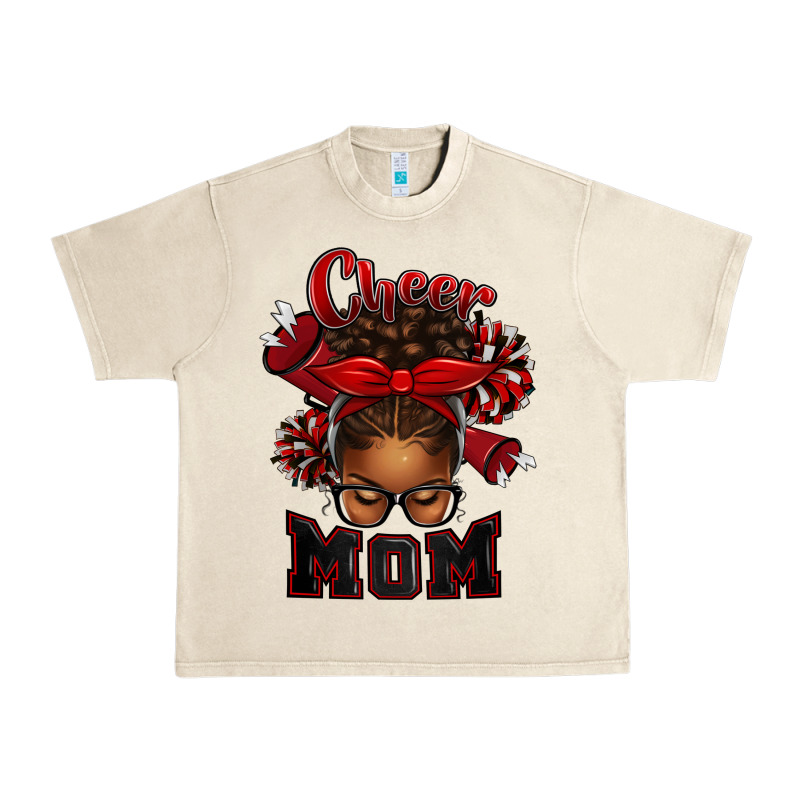 Cheer Mom Afro Messy Bun Urban Heavy Tee by texasbilliewilder | Teevron