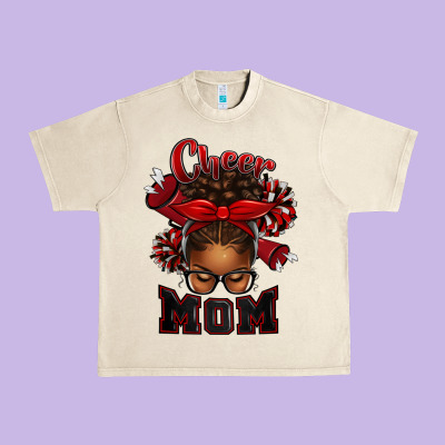 Urban Heavy Tee cheer mom afro messy bun