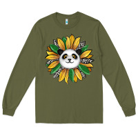 Army Green panda sunflower Long Sleeve Tee - RanaPortraitStore