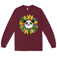 Burgundy panda sunflower Long Sleeve Tee - RanaPortraitStore