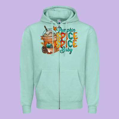 Pumpkin Spice Baby Zipper Hoodie Designed By Racoondesign