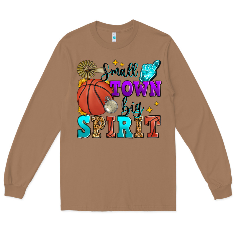 Small Town Big Spirit Basketball Long Sleeve Tee by Zillion Design Studio | Teevron