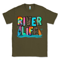 Army Green river life kayaking Classic Tee - Zillion Design Studio