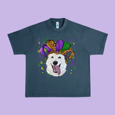 Urban Heavy Tee mardi gras hat  white shepherd