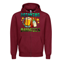 Burgundy drinking buddies with baby bottle and beer Zipper Hoodie - HRA Design Shop