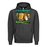 Charcoal Heather drinking buddies with baby bottle and beer Zipper Hoodie - HRA Design Shop