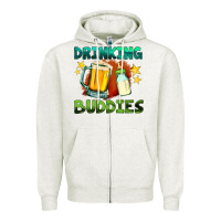 Oatmeal Heather drinking buddies with baby bottle and beer Zipper Hoodie - HRA Design Shop