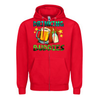 Red drinking buddies with baby bottle and beer Zipper Hoodie - HRA Design Shop