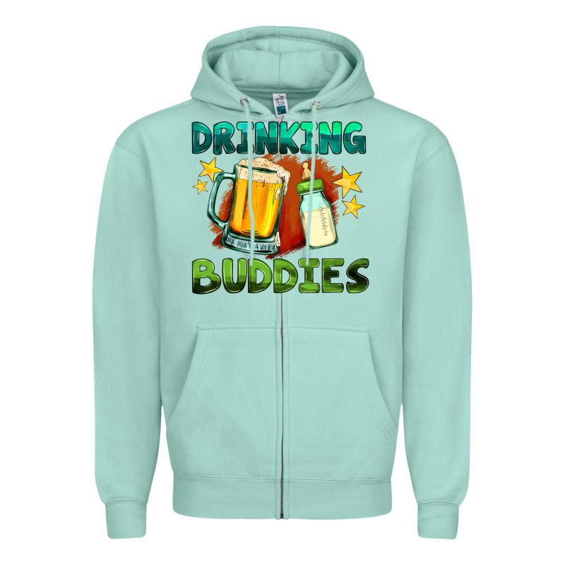 Drinking Buddies With Baby Bottle And Beer Zipper Hoodie by HRA Design Shop | Teevron