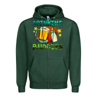 Sports Green drinking buddies with baby bottle and beer Zipper Hoodie - HRA Design Shop