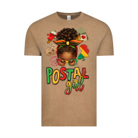 Vintage Coffee juneteenth afro messy bun postal girl Vintage Tee - texasbilliewilder
