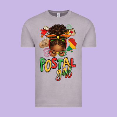 Juneteenth Afro Messy Bun Postal Girl Vintage Tee Designed By Texasbilliewilder