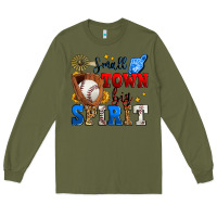 Army Green small town big spirit baseball Long Sleeve Tee - Zillion Design Studio