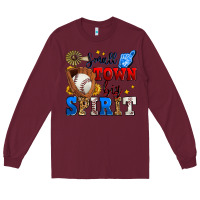 Burgundy small town big spirit baseball Long Sleeve Tee - Zillion Design Studio