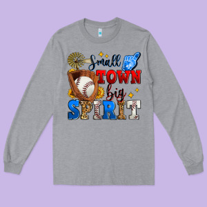 Small Town Big Spirit Baseball Long Sleeve Tee Designed By Zillion Design Studio