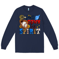 Navy small town big spirit baseball Long Sleeve Tee - Zillion Design Studio