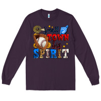Plum small town big spirit baseball Long Sleeve Tee - Zillion Design Studio
