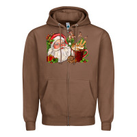 Chestnut santa and hot cocoa cup Zipper Hoodie - FaDigitalArtStudio