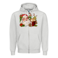 Dove Grey santa and hot cocoa cup Zipper Hoodie - FaDigitalArtStudio