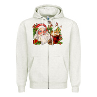 Oatmeal Heather santa and hot cocoa cup Zipper Hoodie - FaDigitalArtStudio