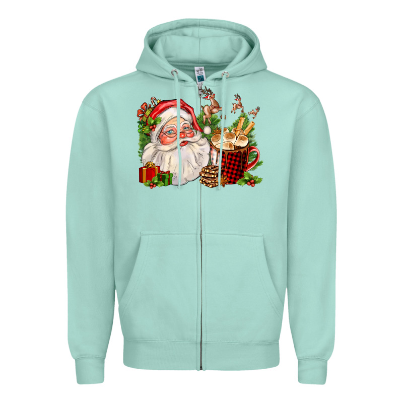 Santa And Hot Cocoa Cup Zipper Hoodie by FaDigitalArtStudio | Teevron