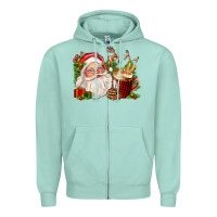 Seafoam santa and hot cocoa cup Zipper Hoodie - FaDigitalArtStudio
