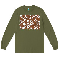 Army Green distressed chocolate milkshake cowhide Long Sleeve Tee - RanaPortraitStore
