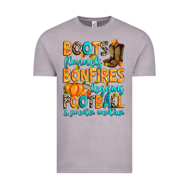Boots Flannels Bonfires Leggins American Football Vintage Tee by RanaPortraitStore | Teevron