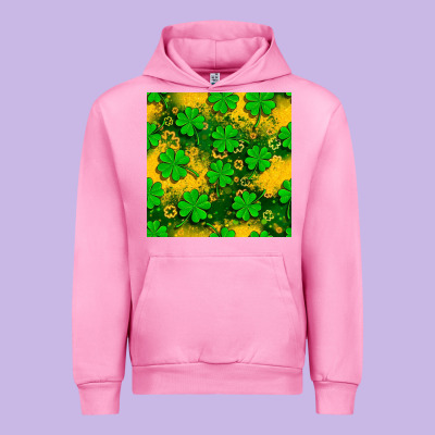 St. Patricks Clover Pattern Digital Paper Urban Hoodie Designed By Bundleandbundleshop