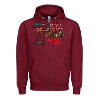 Burgundy small town usa Zipper Hoodie - CowhideDigitalArt