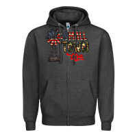 Charcoal Heather small town usa Zipper Hoodie - CowhideDigitalArt