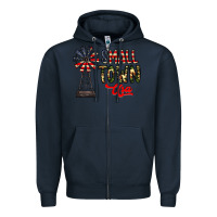 Navy small town usa Zipper Hoodie - CowhideDigitalArt