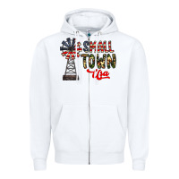 White small town usa Zipper Hoodie - CowhideDigitalArt