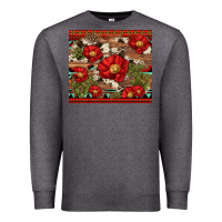 Charcoal Heather red flower and cactus with cowhide and aztec Premium Sweatshirt - Artiststas