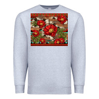 Heather Grey red flower and cactus with cowhide and aztec Premium Sweatshirt - Artiststas