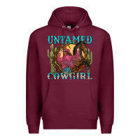 Burgundy untamed cowgirl Premium Hoodie - NancyCooperArtShop