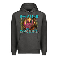 Charcoal Heather untamed cowgirl Premium Hoodie - NancyCooperArtShop