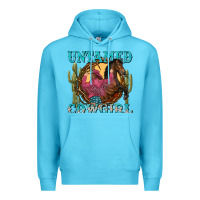 Ocean Blue untamed cowgirl Premium Hoodie - NancyCooperArtShop