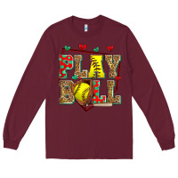 Burgundy play ball softball Long Sleeve Tee - Zillion Design Studio