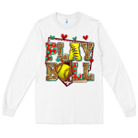 White play ball softball Long Sleeve Tee - Zillion Design Studio