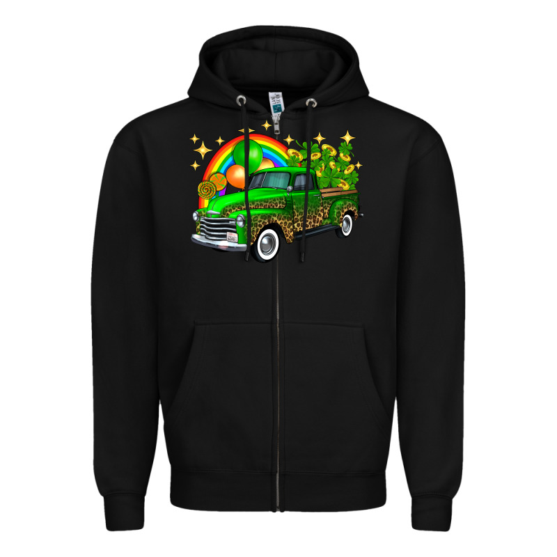 St Patricks Shamrock Gold Rainbow Balloon Candy Truck Zipper Hoodie by FaDigitalArtStudio | Teevron