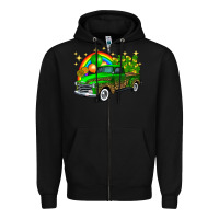 Black st patricks shamrock gold rainbow balloon candy truck Zipper Hoodie - FaDigitalArtStudio