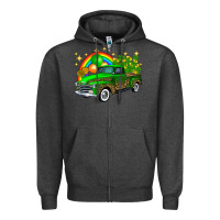 Charcoal Heather st patricks shamrock gold rainbow balloon candy truck Zipper Hoodie - FaDigitalArtStudio